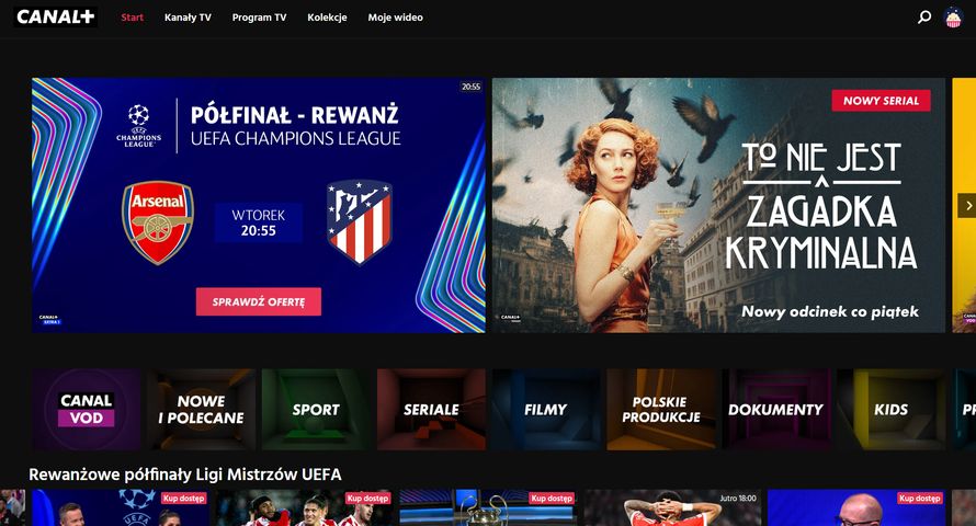 Aplikacja platformy Canal+ na kolejnych telewizorach