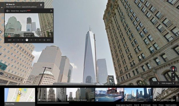 Google Street View wehikuł czasu Freedom Tower