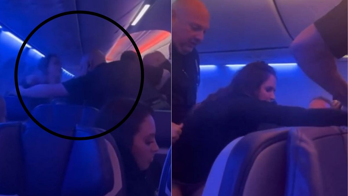 Awanturowała się w samolocie. Wyprowadzili ją w kajdankach 