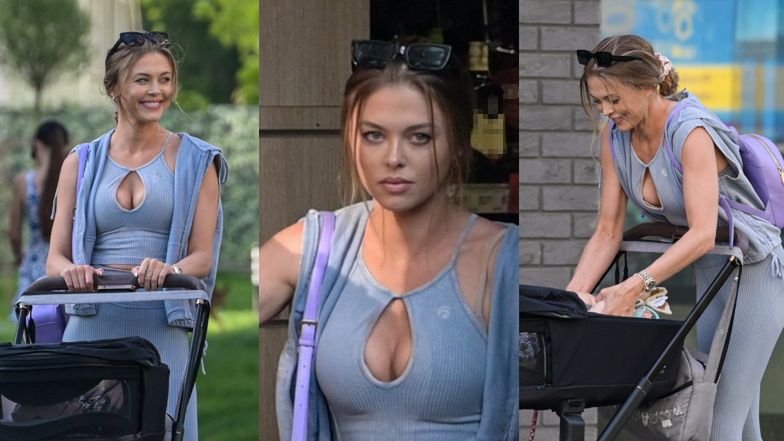 Joanna Opozda na spacerze z Vincentem