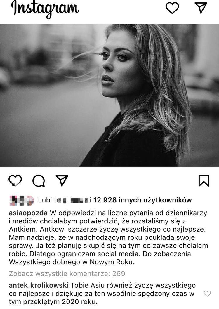 Antek Królikowski skasował komentarz pod postem Opozdy 