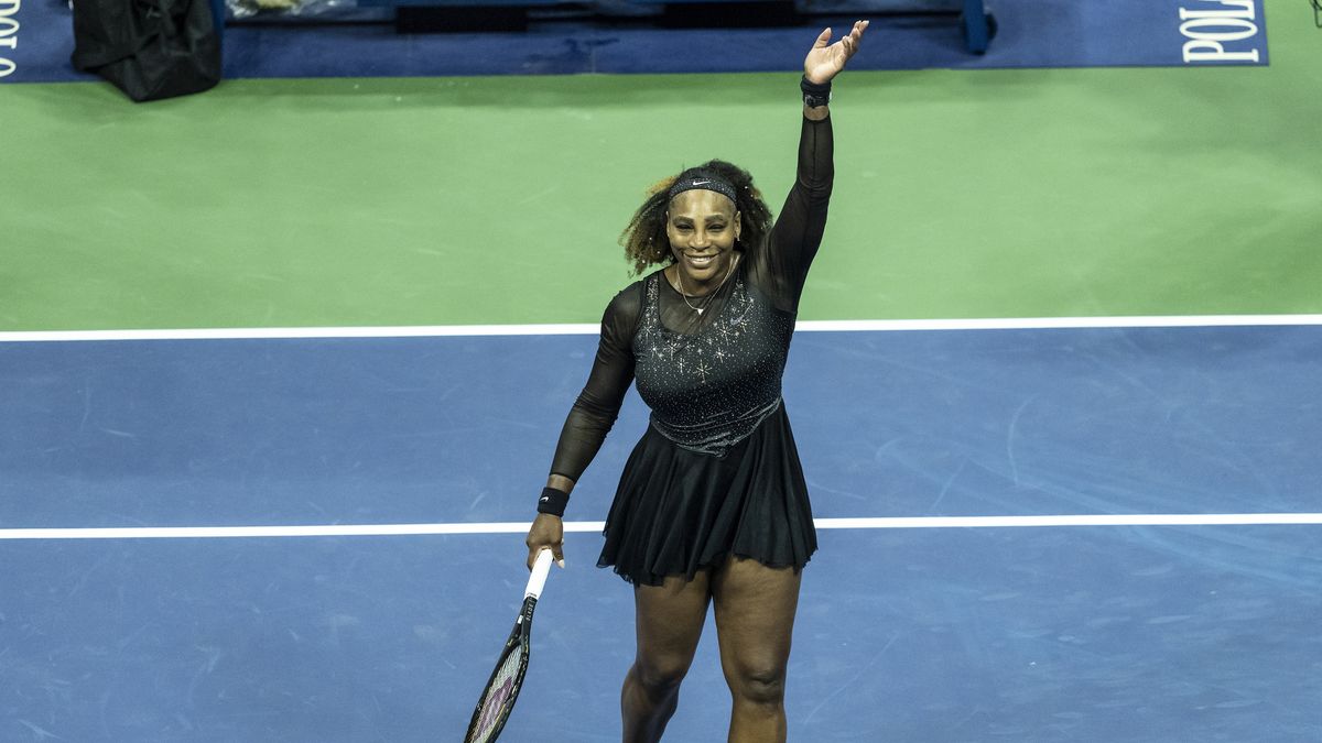 NEW YORK, UNITED STATES - AUGUST 31: Serena Williams of USA celebrates victory in US Open Championships 2nd round match against Anett Kontaveit of Estonia at Billie Jean King National Tennis Center in New York on August 31, 2022. Williams won in three sets
 (Photo by Lev Radin/Anadolu Agency via Getty Images)