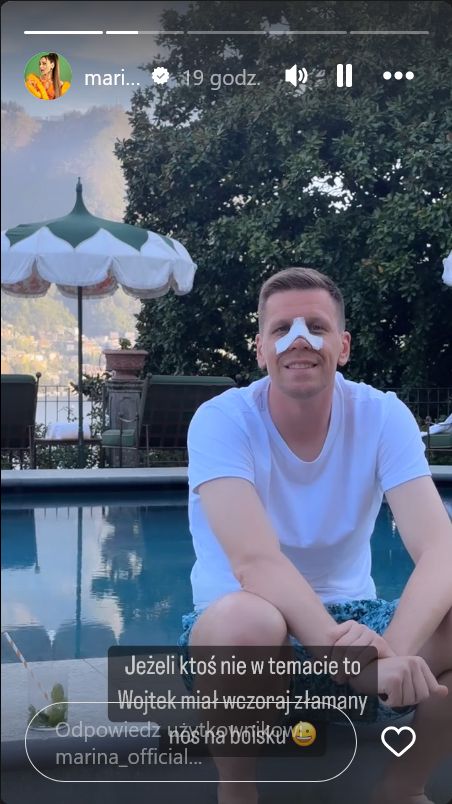 Wojciech Szczęsny po operacji nosa." Pozdrawiam Andrzeja Gołotę"