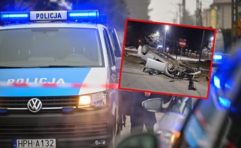 Auto dachowało na środku ulicy. Policja poszukuje kierowcy