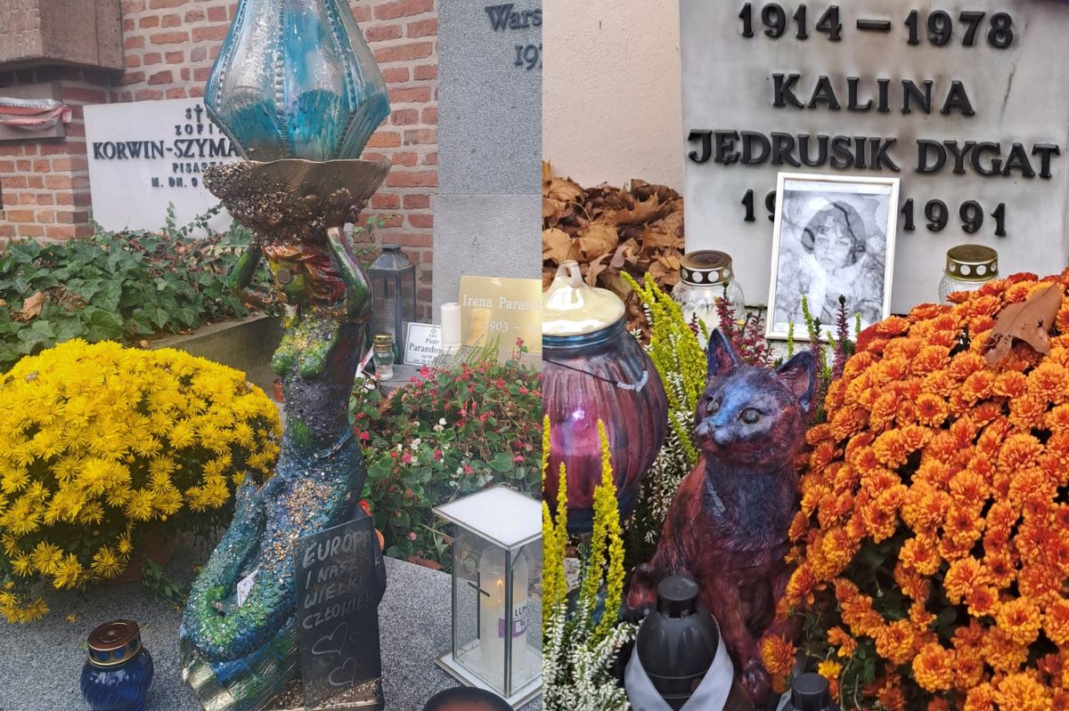 Charakterystyczne znicze na grobach znanych Polaków. Było nawet ucho
