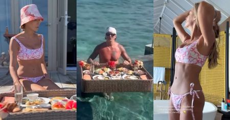 Odziana w bikini Małgorzata Rozenek wcina "pływające śniadanie" od Pysiuli: "Jest moje ulubione BENEDICT EGG z lobsterem"