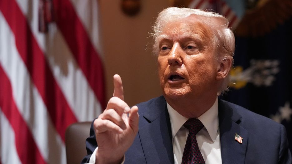 WASHINGTON, DC - MARCH 24: U.S. President Donald Trump calls on a reporter to ask a question during a cabinet meeting at the White House on March 24, 2025 in Washington, DC. This is Trump's third cabinet meeting of his second term, and it focused on spending cuts proposed by the Department of Government Efficiency (DOGE) (Photo by Win McNamee/Getty Images)