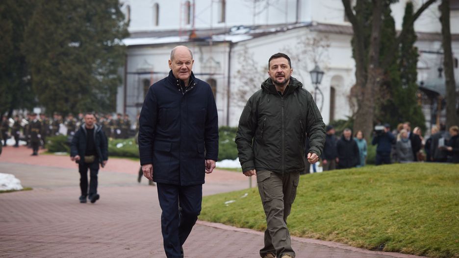 Kanclerz Niemiec Olaf Scholz podczas wizyty w Kijowie