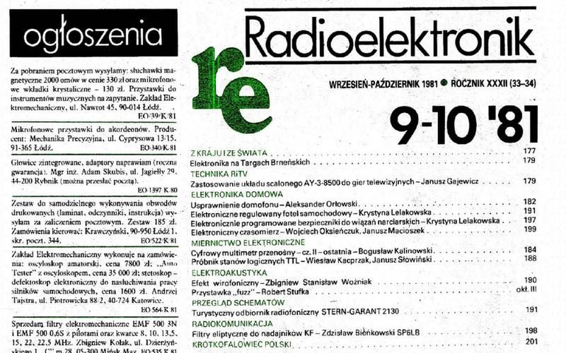 Spis treści - „Radioelektronik” 9-10 1981
