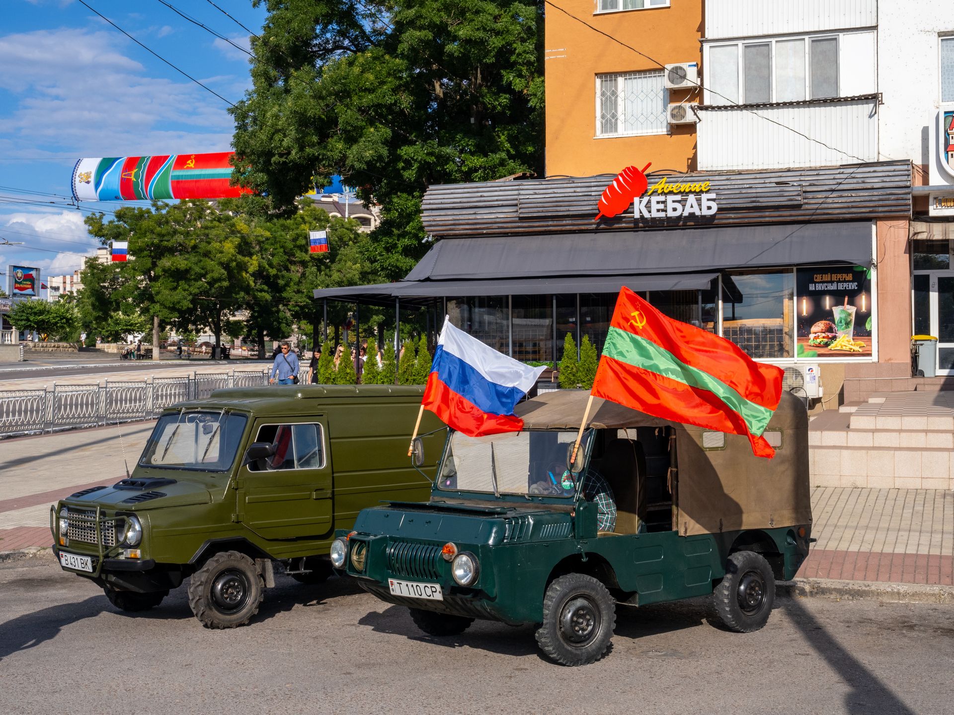 Transnistrian Republic DayTIRASPOL, TRANSNISTRIA / MOLDOVA - SEPTEMBER 2: Vintage military vehicles on Republic Day on September 2, 2023 in Tiraspol, Moldova (Pridnestrovian Moldavian Republic). Tiraspol is the capital of Transnistria situated on the eastern bank of the Dniester River. Republic Day is the main state holiday. Transnistria broke away from Moldova in 1990 and is unrecognised by the international community as an independent state. The de-facto administration of Transnistria is supported economically, diplomatically, and militarily by Russia, which is believed to have 1,500 soldiers stationed there. (Photo by Peter Dench/Getty Images)Peter Dench