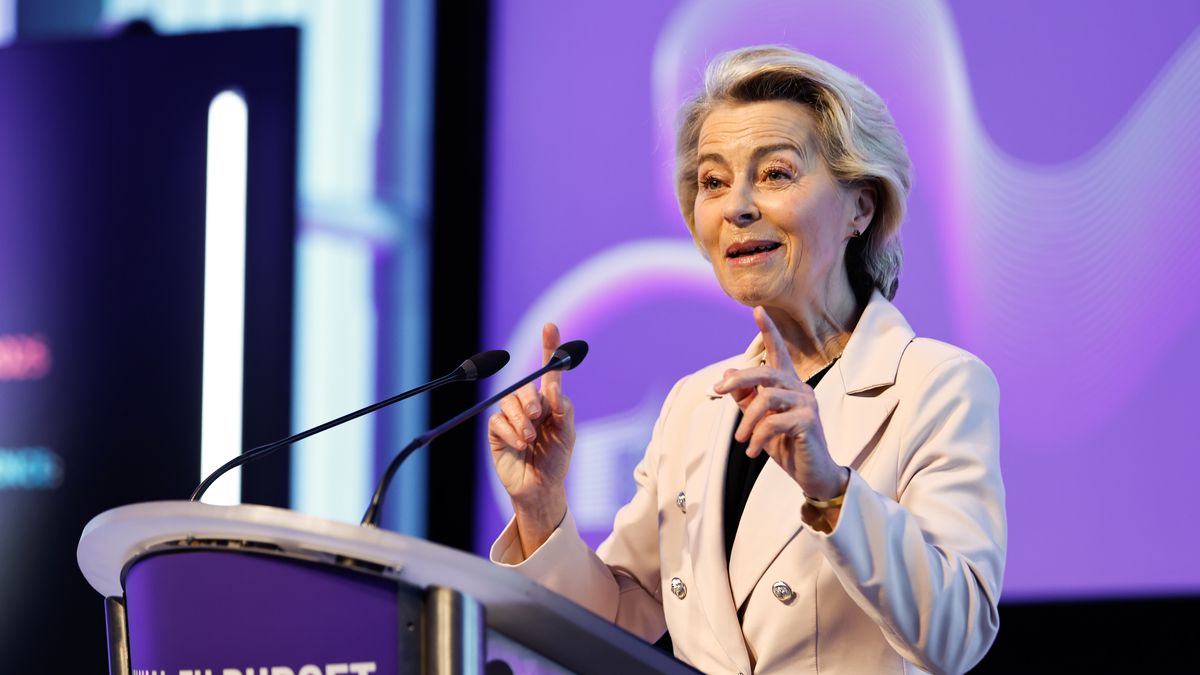 Ursula von der Leyen, president of the European Commission, at the Annual European Union Budget Conference 2025 in Brussels, Belgium, on Tuesday, May 20, 2025. UK Prime Minister Keir Starmer heralded a "landmark deal" between the UK and the European Union on Monday that he billed as a reset moment for relations under his government. Photographer: Simon Wohlfahrt/Bloomberg via Getty Images
