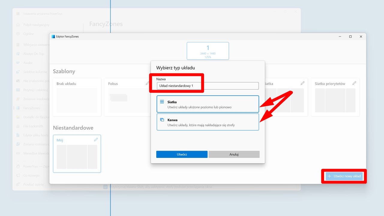 Launching the layout editor and creating a new one