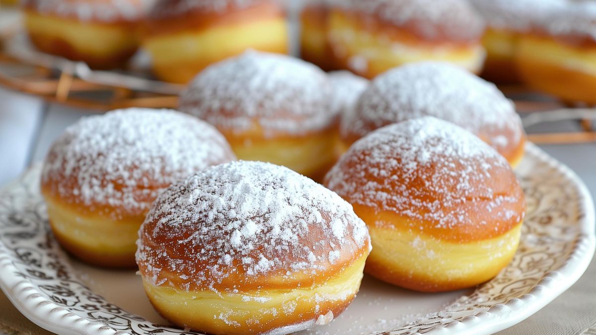 Pączki posypane cukrem pudrem