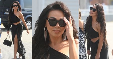 Wystylizowana Sylwia Bomba z odkrytym brzuchem fotografuje się z fanami w drodze na ramówkę TVN (ZDJĘCIA)