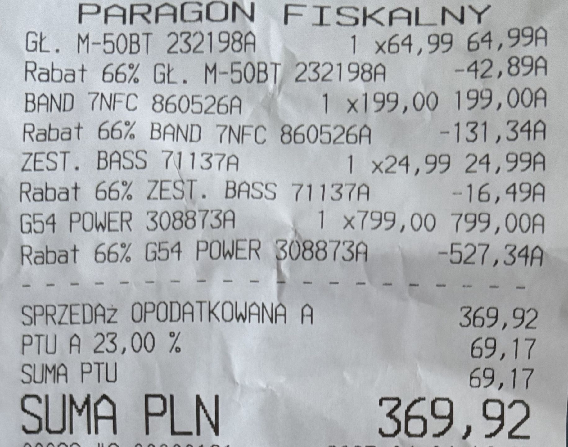Paragon za "Tajemniczy box" w Auchan