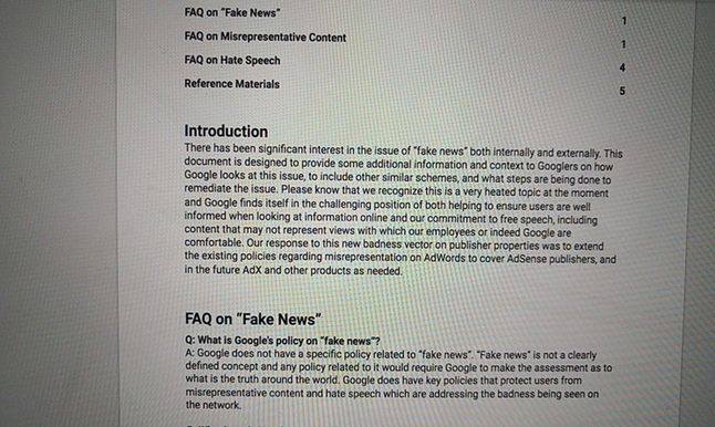 Definicja fake newsa według Google'a, a właściwie jej brak, fot. Project Veritas