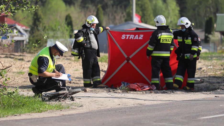 Mazowieckie. Miejsce śmiertelnego wypadku w miejscowości Krupia Wólka
