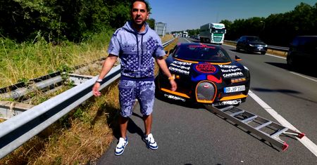 Pędził bugatti chiron po niemieckiej autostradzie. Podróż przerwała mu... drabina