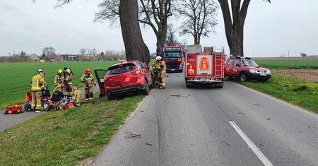 Mazdą czołowo w drzewo. Nie żyje kierowca