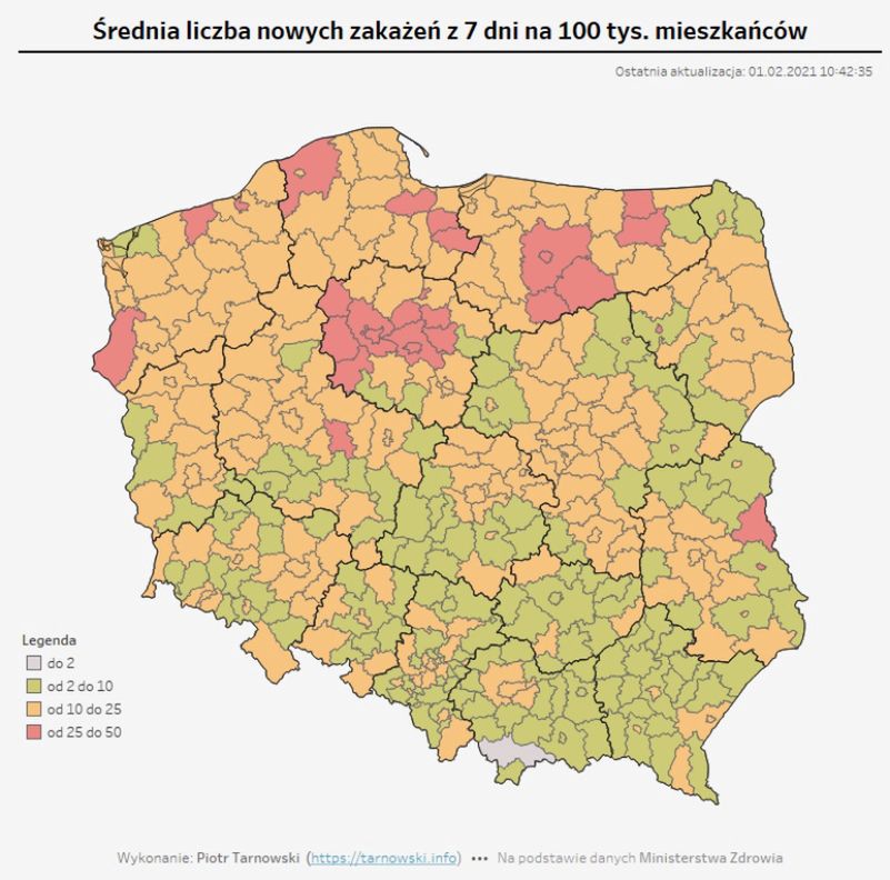Dzisiaj większość Polski byłaby obęta zieloną i zółtą strefą