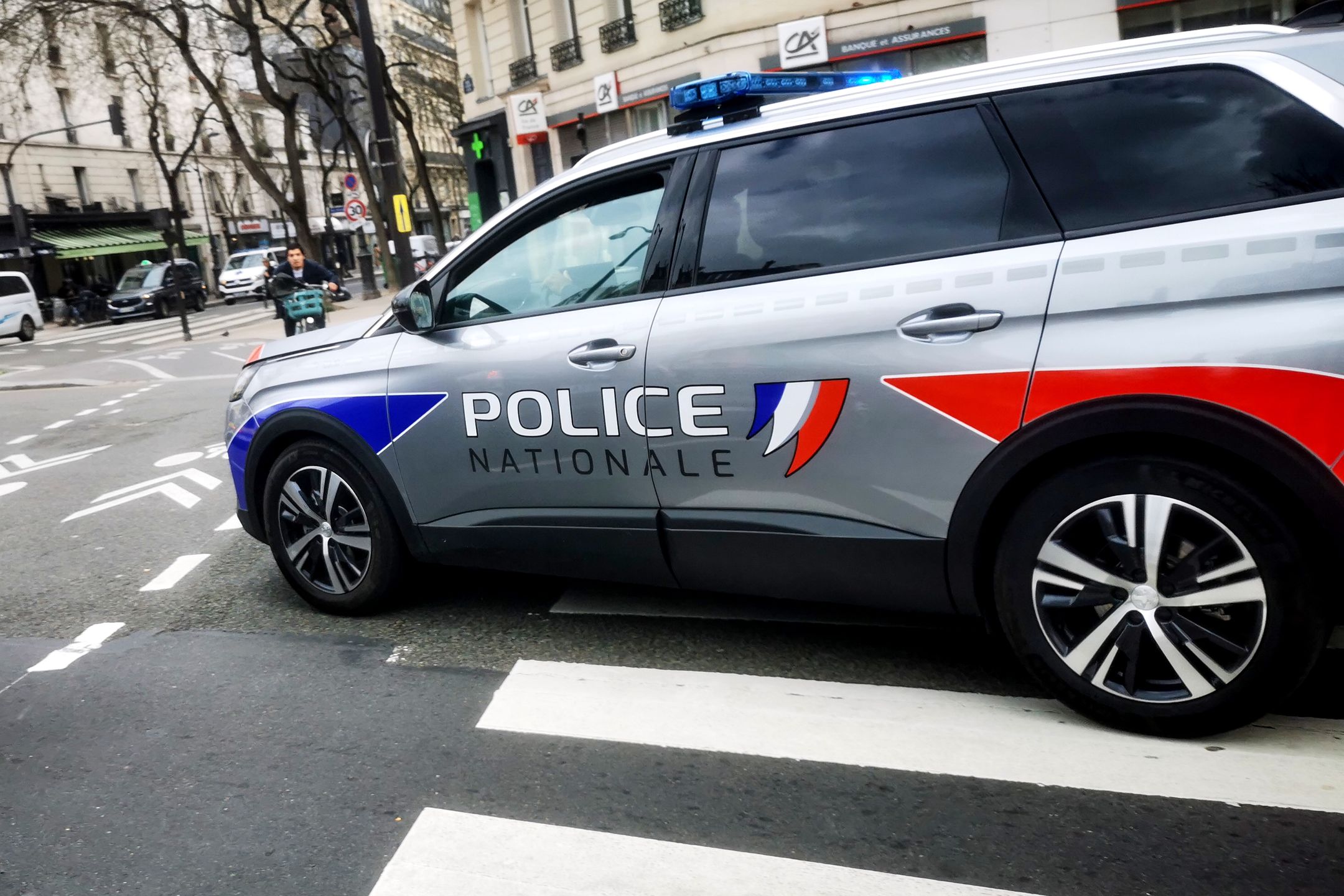 A police car on the streets of Paris during an intervention on March 26, 2025. (Photo by Adnan Farzat/NurPhoto via Getty Images) (Photo by Adnan Farzat/NurPhoto via Getty Images)