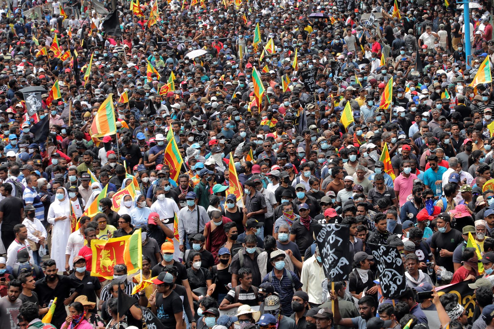 Protestujący w Kolombo, stolicy Sri Lanki, 9 lipca 2022 roku.