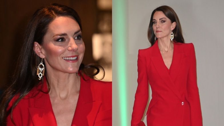 Kate Middleton zachwyca w czerwonym garniturze od Alexandra McQueena za ponad 11 TYSIĘCY ZŁOTYCH (ZDJĘCIA)