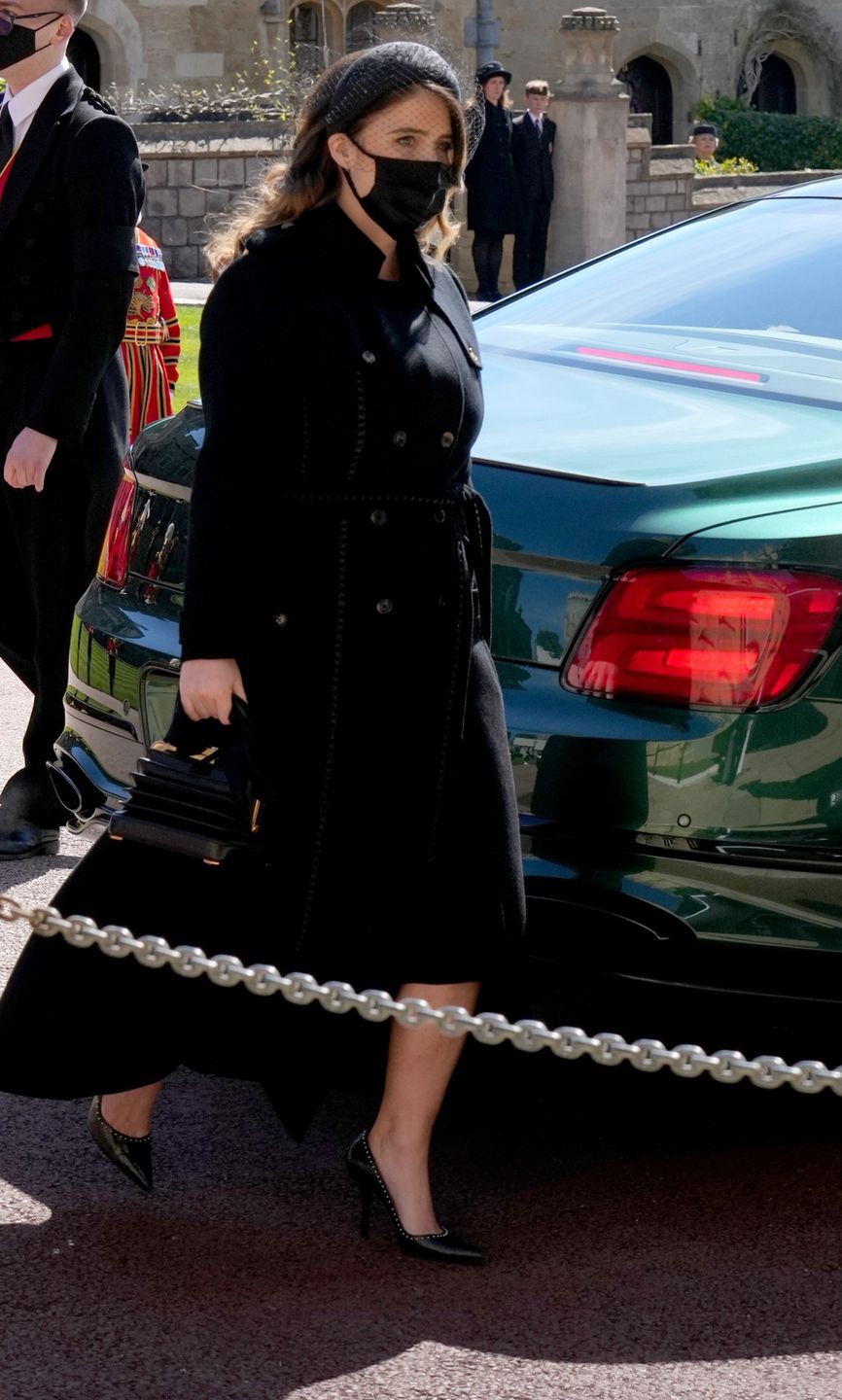 Princess Eugenie arrives for the funeral of the Duke of Edinburgh at St George's Chapel, Windsor Castle, Berkshire., Credit:Jonathan Brady / Avalon