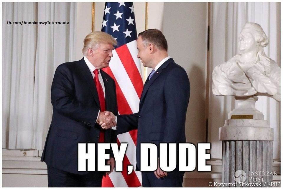 Memy z Andrzejem Dudą i Donaldem Trumpem