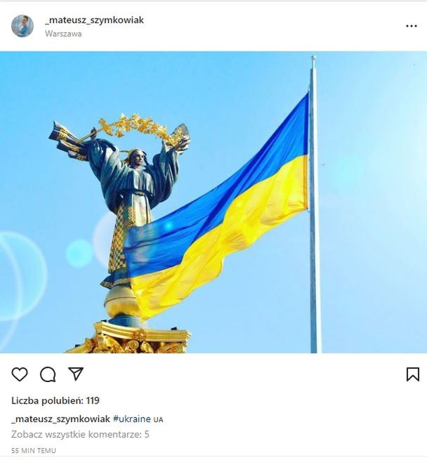 Mateusz Szymkowiak solidaryzuje się z Ukrainą