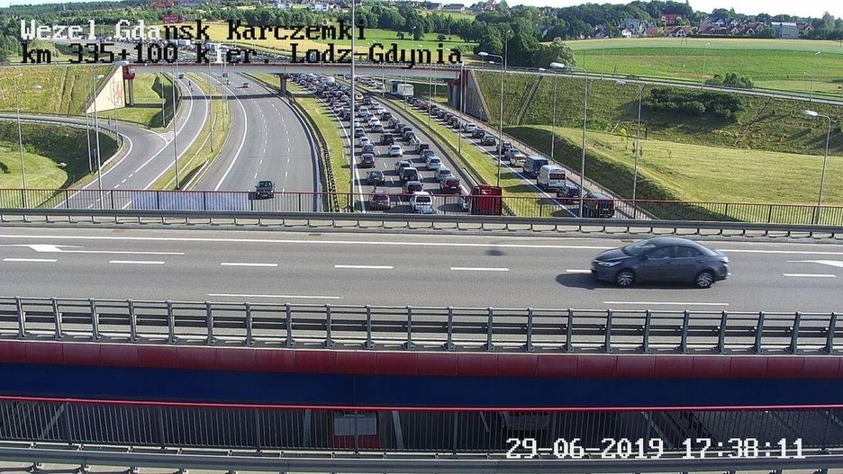 Korek na obwodnicy Trójmiasta w rejonie węzła Karczemki