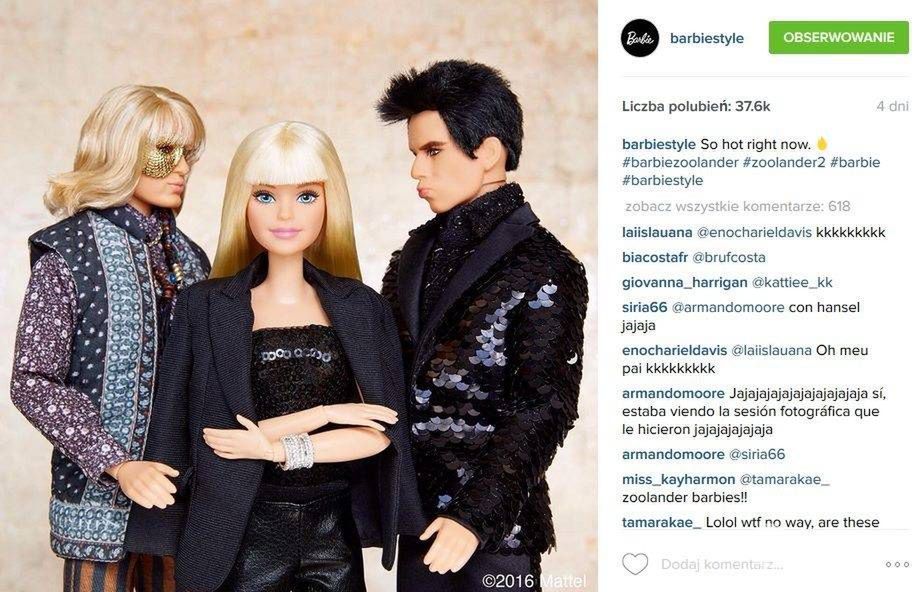 Derek Zoolander został Kenem, chłopakiem Barbie (fot. Instagram)