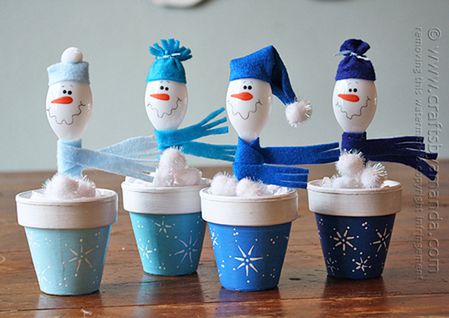 Plastic Spoon Snowmen