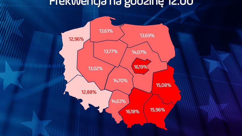 Wybory do Europarlamentu 2019. Frekwencja w południe wyniosła 14,39 proc.