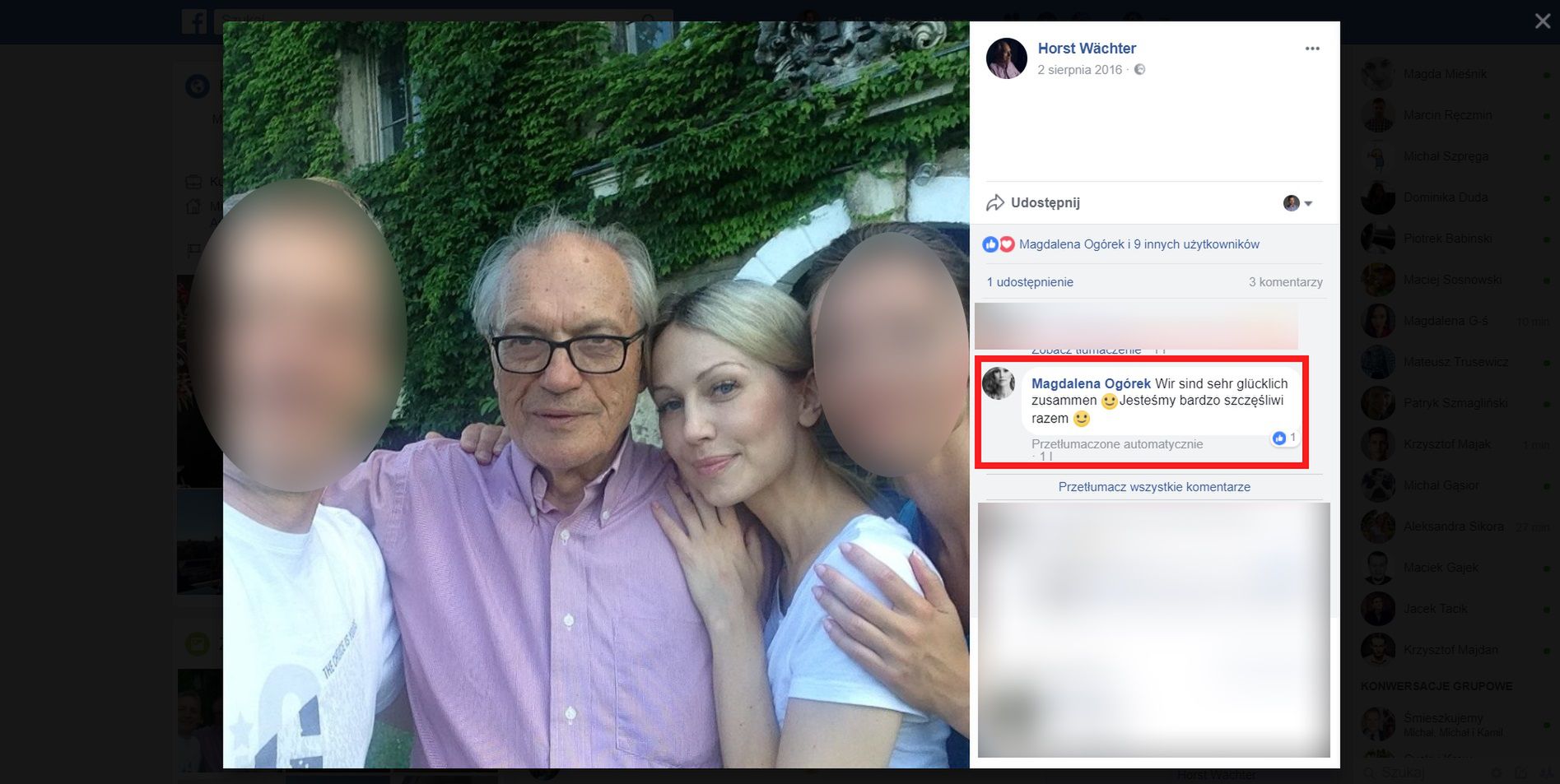 Magdalena Ogórek i Horst Waechter. "Jesteśmy bardzo szczęśliwi razem" - pisała w komentarzu autorka. 