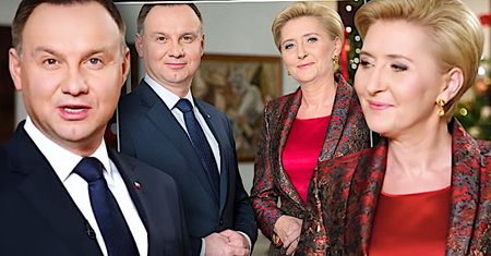 Świąteczne życzenia od pary prezydenckiej. Garsonka Agaty Dudy to dzieło polskiej projektantki [WIDEO]