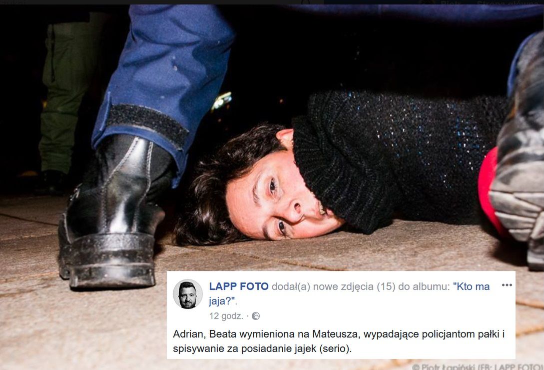 Została zatrzymana, bo obrzuciła rządowe limuzyny jajkami. Zdjęcie pisarki rozchodzi się po sieci 