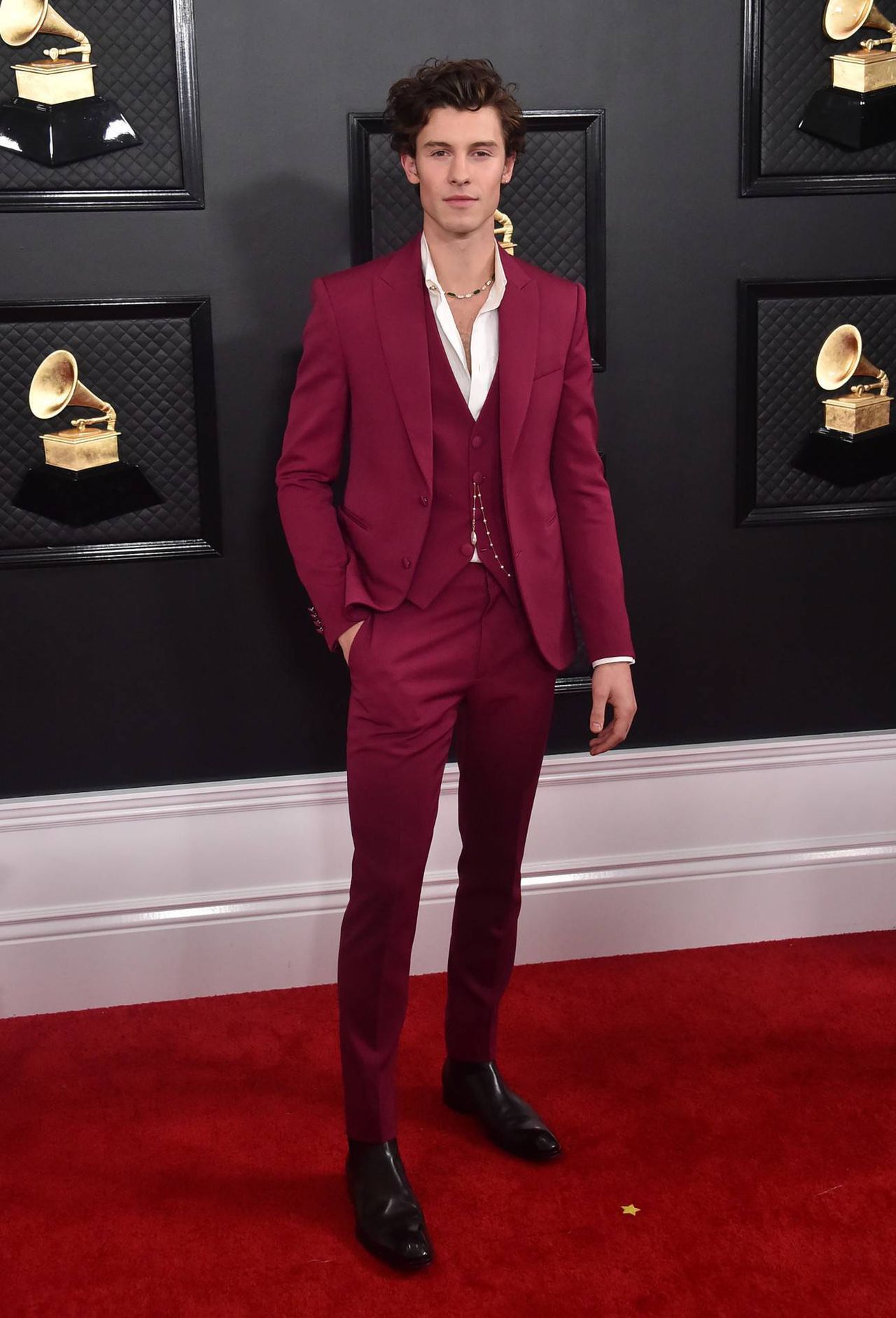 Shawn Mendes – Grammy 2020, garnitur: Louis Vuitton