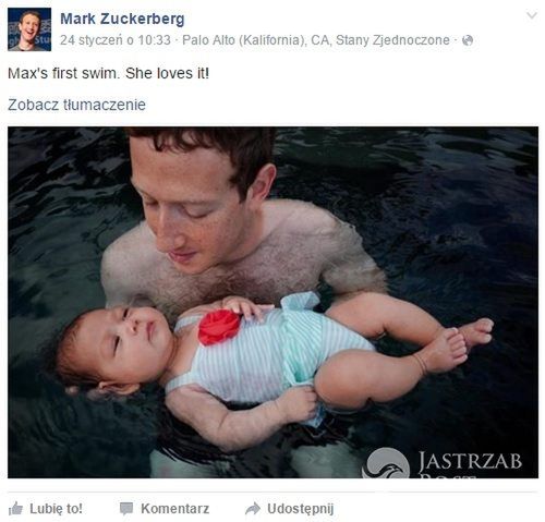 Mark Zuckerberg z córką Max na basenie