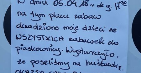 Skradziono zabawki z piaskownicy. "To nie pierwszy raz"