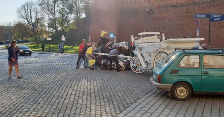 Kraków: upadł koń ciągnący dorożkę z turystami. Przechodnie ratowali zwierzę