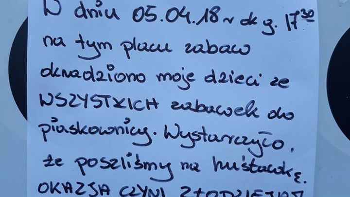 Autorka ogłoszenia prosi o zwrot zabawek