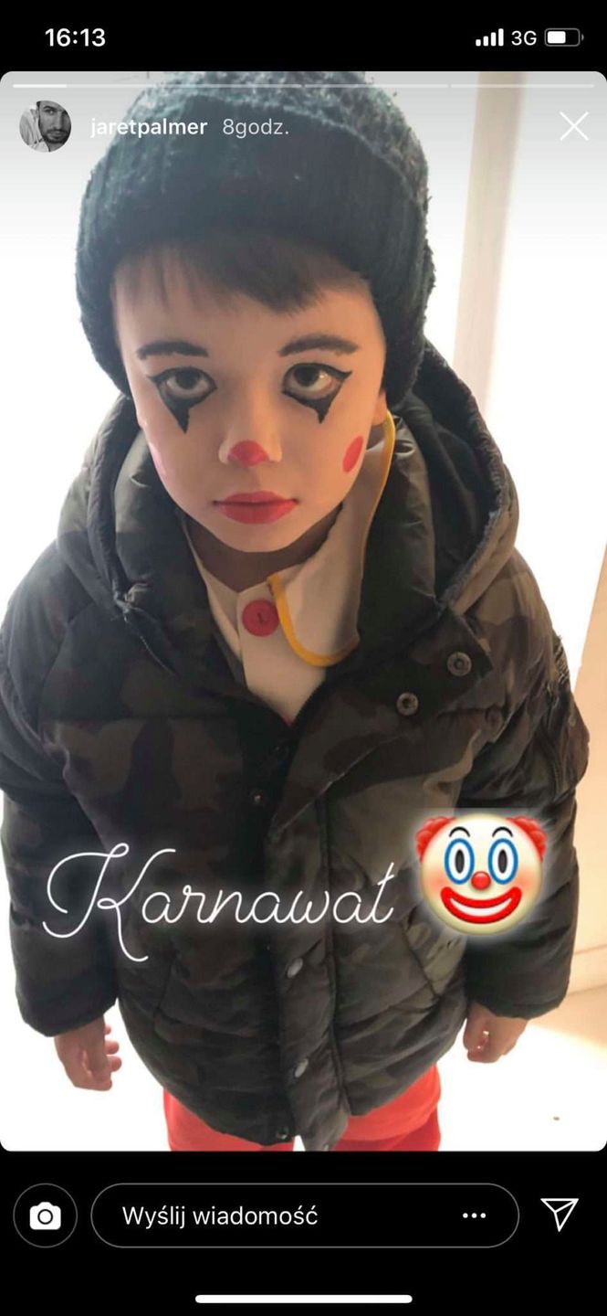 Jan Bieniuk przebrany za clowna