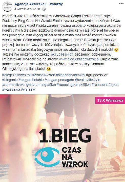 Gwiazdy zachęcają do udziału w maratonie Bieg Czas Na Wzrok 2018