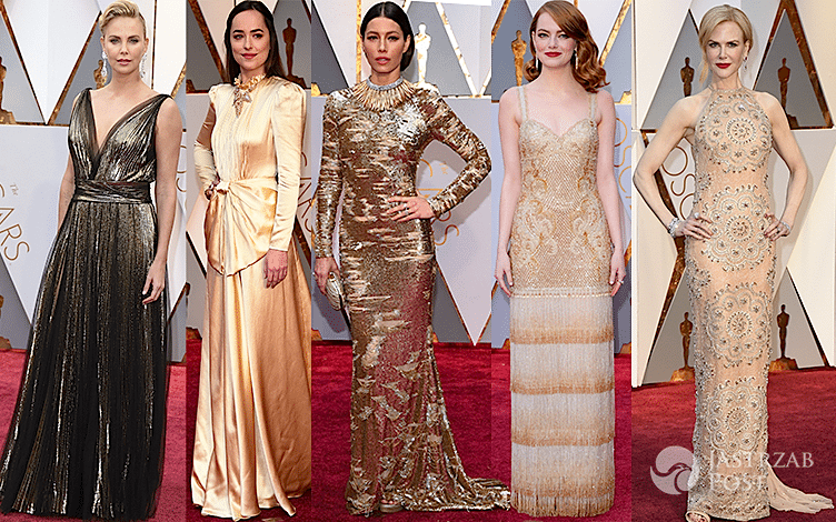 Oscary 2017 złote sukienki kreacje