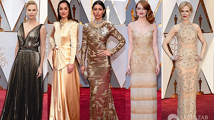 Oscary 2017 złote sukienki kreacje