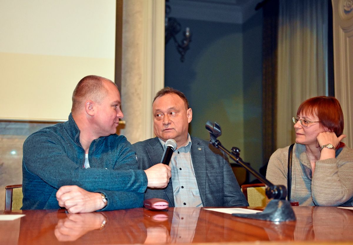 Aleksiej Ananenko (w środku) podczas wizyty w Warszawie 