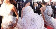 Kendall Jenner w Cannes 2017 stoczyła walkę ze zbyt długą sukienką! Zobaczcie, jak to wyglądało na żywo [WIDEO]