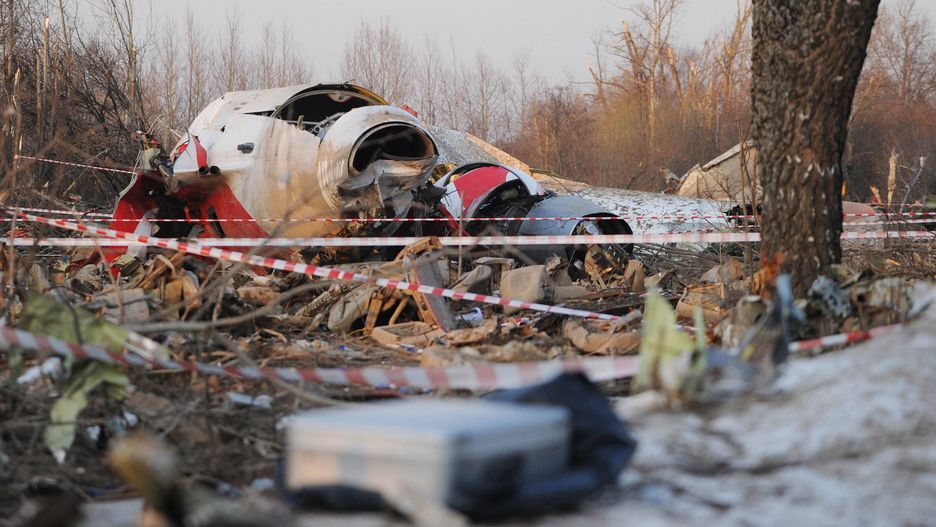 Wrak polskiego Tu-154, który rozbił się pod Smoleńskiem