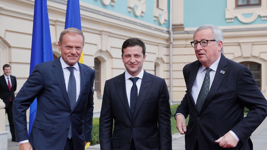 Donald Tusk, Wołodymir Zełenski i Jean-Claude Juncker